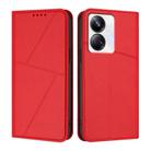 For Realme 10 Pro+ Strong Magnetic Frosted Flip Leather Phone Case(Red) - 1