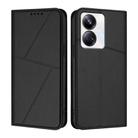 For Realme 10 Pro+ Strong Magnetic Frosted Flip Leather Phone Case(Black) - 1