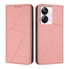 For Realme 10 Pro+ Strong Magnetic Frosted Flip Leather Phone Case(Pink) - 1