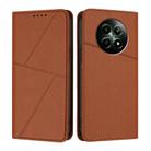 For Realme 12 5G Strong Magnetic Frosted Flip Leather Phone Case(Coffee Color) - 1