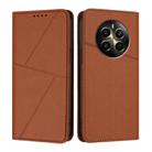 For Realme 12+ Strong Magnetic Frosted Flip Leather Phone Case(Coffee Color) - 1