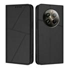 For Realme 12 Pro Strong Magnetic Frosted Flip Leather Phone Case(Black) - 1