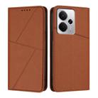 For Realme 14 5G Strong Magnetic Frosted Flip Leather Phone Case(Coffee Color) - 1