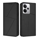 For Realme 14 5G Strong Magnetic Frosted Flip Leather Phone Case(Black) - 1