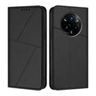 For Realme 14 Pro+ Strong Magnetic Frosted Flip Leather Phone Case(Black) - 1