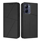 For Realme C33 Strong Magnetic Frosted Flip Leather Phone Case(Black) - 1