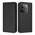 For Realme GT 6 5G Strong Magnetic Frosted Flip Leather Phone Case(Black) - 1
