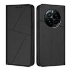 For Realme GT5 Pro Strong Magnetic Frosted Flip Leather Phone Case(Black) - 1