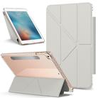 For iPad 9.7 2018 / 2017 / Air 2 / Air Detachable Backshell Folding Holder Smart Tablet Leather Case(Grey) - 1