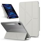For iPad Pro 12.9 2022 / 2021 / 2020 Detachable Backshell Folding Holder Smart Tablet Leather Case(Grey) - 1