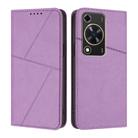 For Huawei Enjoy 70 / nova Y72 Strong Magnetic Frosted Flip Leather Phone Case(Light Purple) - 1