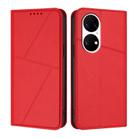 For Huawei P50 Strong Magnetic Frosted Flip Leather Phone Case(Red) - 1