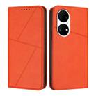 For Huawei P50 Strong Magnetic Frosted Flip Leather Phone Case(Orange) - 1