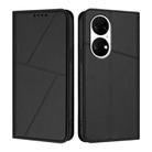 For Huawei P50 Strong Magnetic Frosted Flip Leather Phone Case(Black) - 1