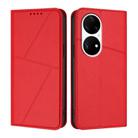For Huawei P50 Pro Strong Magnetic Frosted Flip Leather Phone Case(Red) - 1