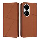 For Huawei P50 Pro Strong Magnetic Frosted Flip Leather Phone Case(Coffee Color) - 1