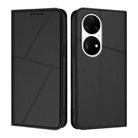 For Huawei P50 Pro Strong Magnetic Frosted Flip Leather Phone Case(Black) - 1