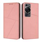 For Huawei P60 / P60 Pro Strong Magnetic Frosted Flip Leather Phone Case(Pink) - 1