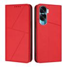 For Honor 90 Lite / Honor X50i Strong Magnetic Frosted Flip Leather Phone Case(Red) - 1