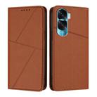 For Honor 90 Lite / Honor X50i Strong Magnetic Frosted Flip Leather Phone Case(Coffee Color) - 1