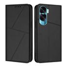 For Honor 90 Lite / Honor X50i Strong Magnetic Frosted Flip Leather Phone Case(Black) - 1