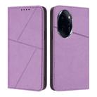 For Honor 100 Pro Strong Magnetic Frosted Flip Leather Phone Case(Light Purple) - 1