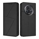 For Honor Magic5 Pro Strong Magnetic Frosted Flip Leather Phone Case(Black) - 1