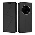 For Honor Magic7 Pro Strong Magnetic Frosted Flip Leather Phone Case(Black) - 1