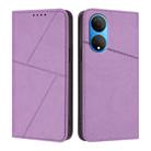 For Honor X7 / Play 30 Plus Strong Magnetic Frosted Flip Leather Phone Case(Light Purple) - 1