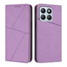 For Honor X8b / X8c Strong Magnetic Frosted Flip Leather Phone Case(Light Purple) - 1