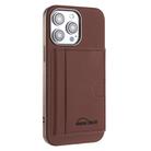 For iPhone 16 Pro Solid Color Horizontal Magnetic Card Bag RFID MagSafe Phone Case(Brown) - 1