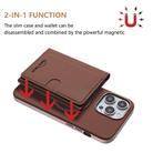 For iPhone 16 Pro Solid Color Horizontal Magnetic Card Bag RFID MagSafe Phone Case(Brown) - 2
