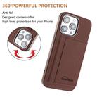 For iPhone 16 Pro Solid Color Horizontal Magnetic Card Bag RFID MagSafe Phone Case(Brown) - 3