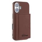 For iPhone 16 Plus Solid Color Horizontal Magnetic Card Bag RFID MagSafe Phone Case(Brown) - 1