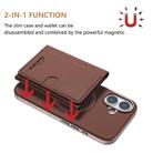 For iPhone 16 Plus Solid Color Horizontal Magnetic Card Bag RFID MagSafe Phone Case(Brown) - 2