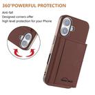 For iPhone 16 Plus Solid Color Horizontal Magnetic Card Bag RFID MagSafe Phone Case(Brown) - 3