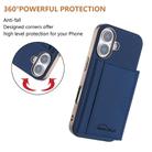 For iPhone 16 Plus Solid Color Horizontal Magnetic Card Bag RFID MagSafe Phone Case(Dark Blue) - 3