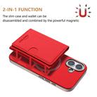 For iPhone 16 Solid Color Horizontal Magnetic Card Bag RFID MagSafe Phone Case(Red) - 2