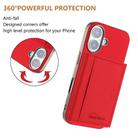 For iPhone 16 Solid Color Horizontal Magnetic Card Bag RFID MagSafe Phone Case(Red) - 3