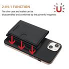 For iPhone 14 Solid Color Horizontal Magnetic Card Bag RFID MagSafe Phone Case(Black) - 2