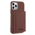 For iPhone 12 / 12 Pro Solid Color Horizontal Magnetic Card Bag RFID MagSafe Phone Case(Brown) - 1