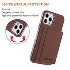 For iPhone 12 / 12 Pro Solid Color Horizontal Magnetic Card Bag RFID MagSafe Phone Case(Brown) - 3