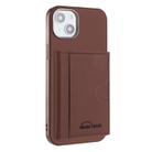 For iPhone 13 Solid Color Horizontal Magnetic Card Bag RFID MagSafe Phone Case(Brown) - 1