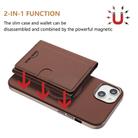 For iPhone 13 Solid Color Horizontal Magnetic Card Bag RFID MagSafe Phone Case(Brown) - 2