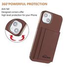 For iPhone 13 Solid Color Horizontal Magnetic Card Bag RFID MagSafe Phone Case(Brown) - 3