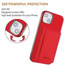 For iPhone 15 Plus Solid Color Horizontal Magnetic Card Bag RFID MagSafe Phone Case(Red) - 3