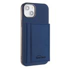 For iPhone 15 Plus Solid Color Horizontal Magnetic Card Bag RFID MagSafe Phone Case(Dark Blue) - 1