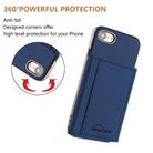 For iPhone 8 / 7 / 6 Solid Color Horizontal Magnetic Card Bag RFID MagSafe Phone Case(Dark Blue) - 3