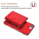 For iPhone 8 Plus / 7 Plus Solid Color Horizontal Magnetic Card Bag RFID MagSafe Phone Case(Red) - 2
