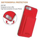 For iPhone 8 Plus / 7 Plus Solid Color Horizontal Magnetic Card Bag RFID MagSafe Phone Case(Red) - 3